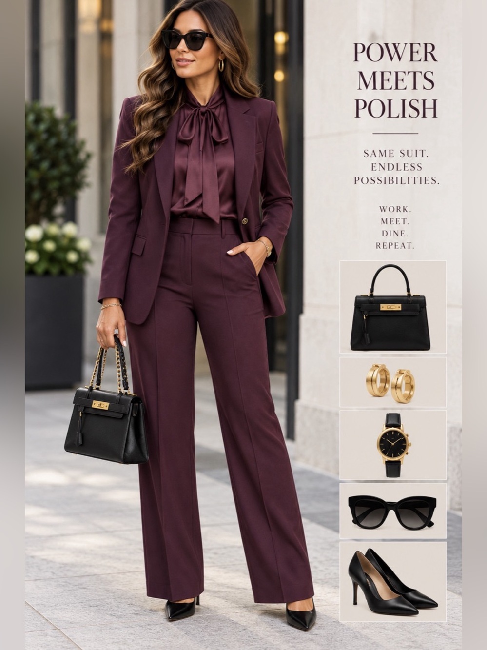 Ann Taylor Plum Burgundy 2 Piece Pantsuit Blazer Trousers Size 18